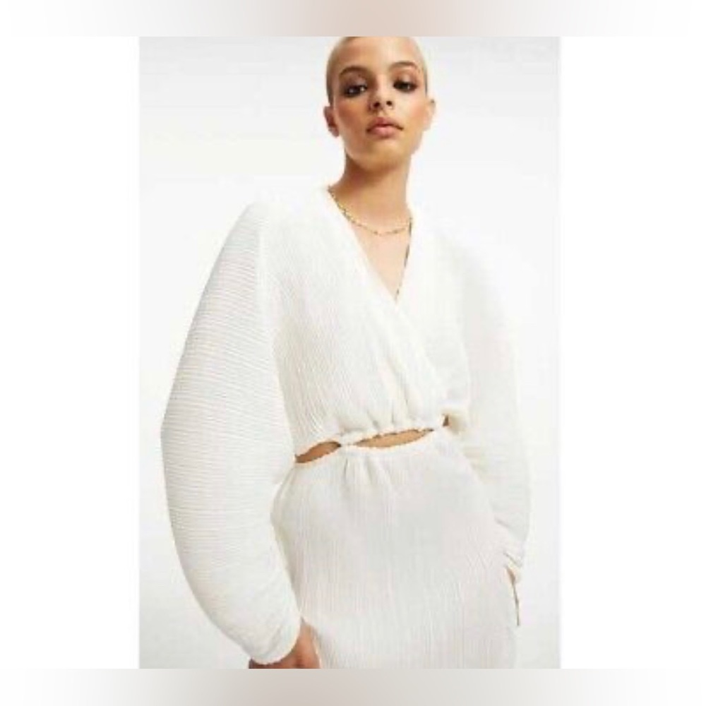 Good American Plisse Dress in White